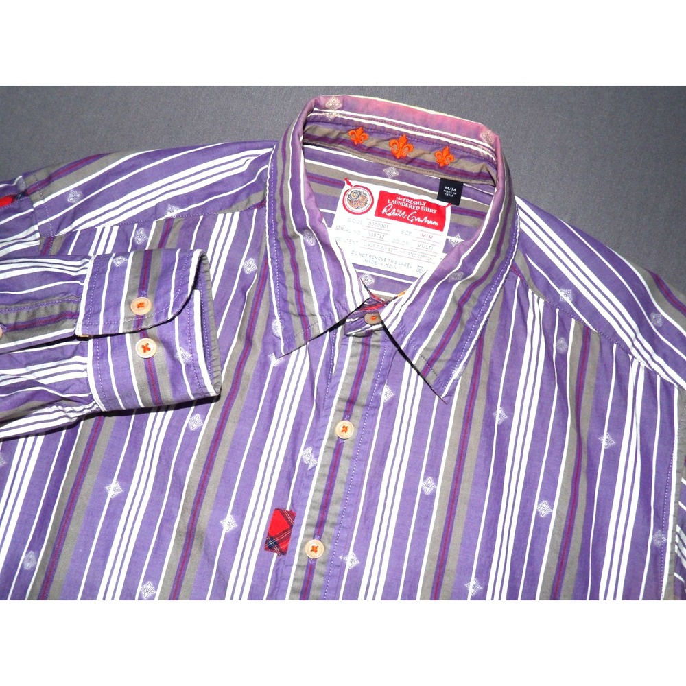 Robert Graham Freshly Laundered Pin Striped Geometric Button Up Shirt Men's MED
